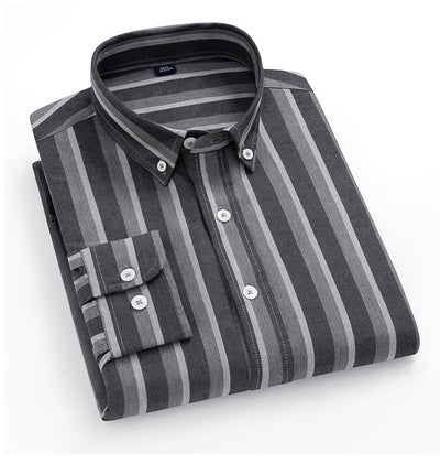 Camisa Oxford de Algodón a Rayas Antirruga para Hombre - Image 25