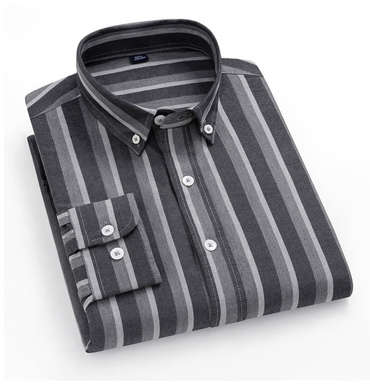 Camisa Oxford de Algodón a Rayas Antirruga para Hombre - Image 25