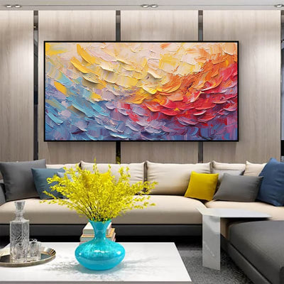 Cuadro Abstracto Flores Coloridas - Pintura al Óleo sobre Lienzo Diseño Moderno