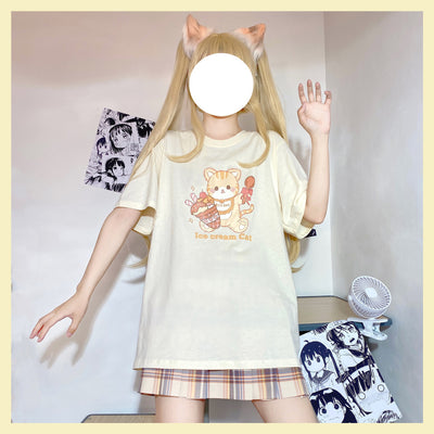 Playera Gato Kawaii Helado - Diseño Cartoon Suave y Cómoda para Verano - Image 7