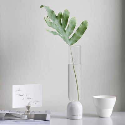 Florero de Vidrio Transparente con Base de Mármol - Diseño Moderno Minimalista - Image 4