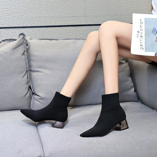 Botas de Caña Media con Tacón Robusto en Lana para Mujer - Colección Otoño - Image 5