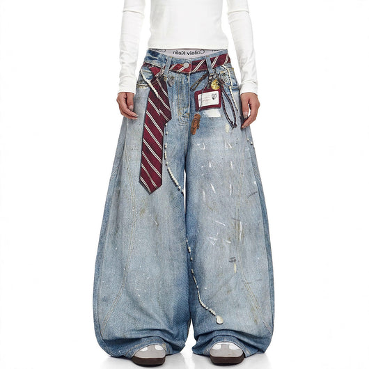 Jeans Bootcut Retro Tie-Dye Holgados para Hombre