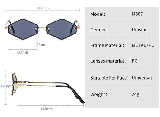 Gafas de Sol sin Marco con Protección UV y Diseño Geométrico Diamante - Image 13