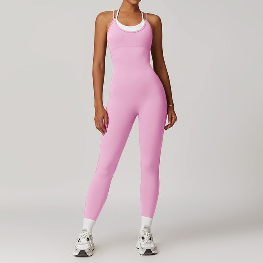 Jumpsuit Deportivo Bicolor con Tirantes Ajustables