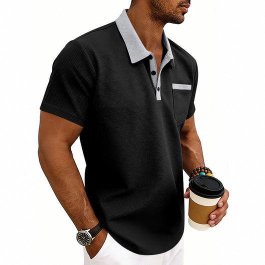 Polo Holgado de Punto Waffle para Hombre - Manga Corta - Image 32