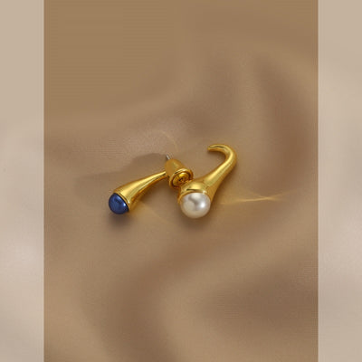 Aretes Azul y Blanco Diseño Minimalista Efecto Viento Frío - Image 7