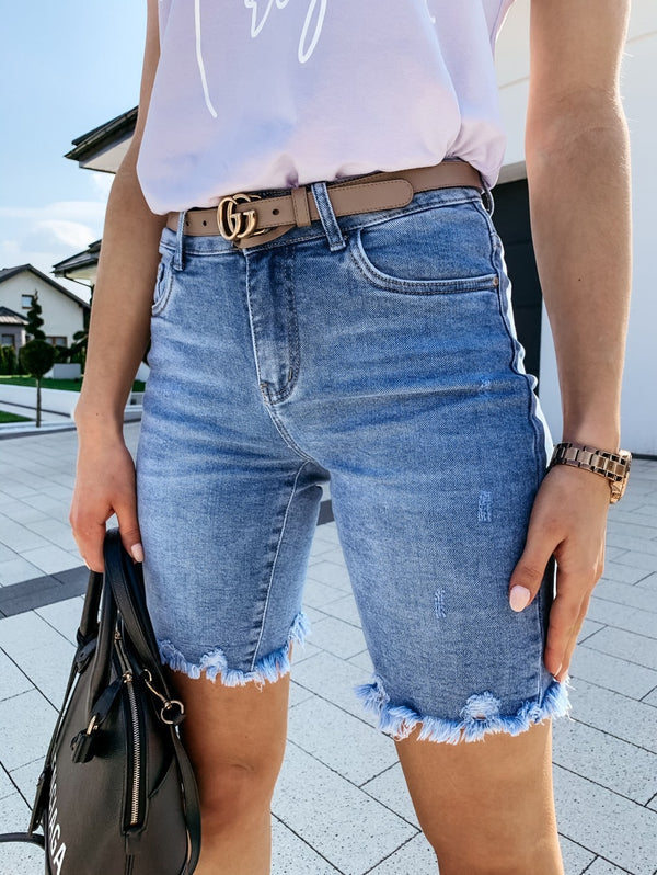 Pantalones Vaqueros Rotos con Flecos - Jeans Corte Cinco Puntos Estilo Verano - Image 5