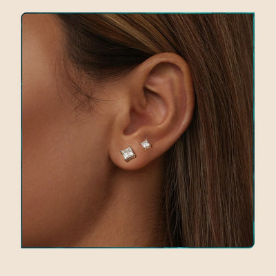 Aretes de Plata 925 con Moissanita Cuadrada Estilo Princesa - Image 14