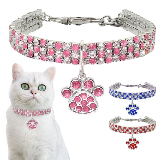 Collar de Diamantes para Mascotas - Joya Elástica Multicolor para Gatos y Perros