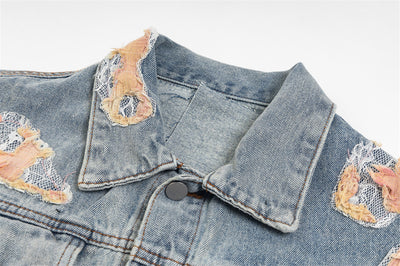 Chaqueta Denim con Costuras de Encaje y Detalles Rotos - Image 14