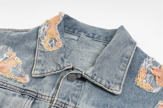 Chaqueta Denim con Costuras de Encaje y Detalles Rotos - Image 14