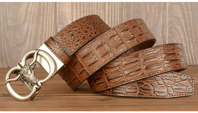 Cinturón para Hombre con Hebilla Automática Estilo Retro Cabeza de Buey - Image 29
