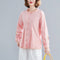 Blusa Oversized con Encaje Bordado en Cuello y Mangas Largas