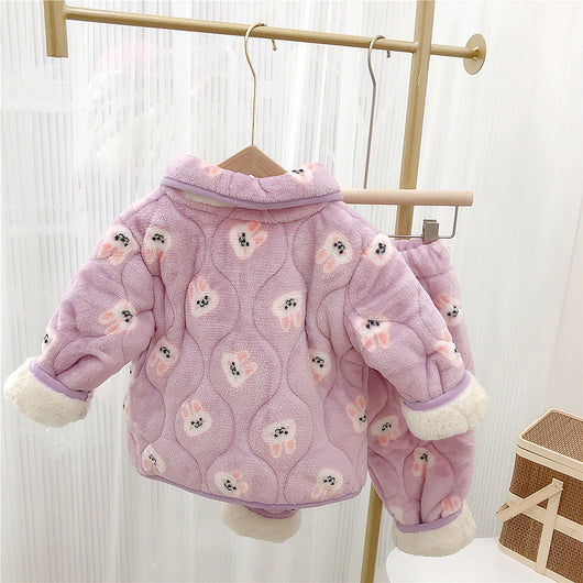 Pijama Infantil de Forro Polar Coral Grueso de Tres Capas - Image 5