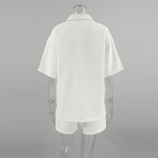 Conjunto Playero con Diseño Waffle - Camisa y Shorts - Image 16