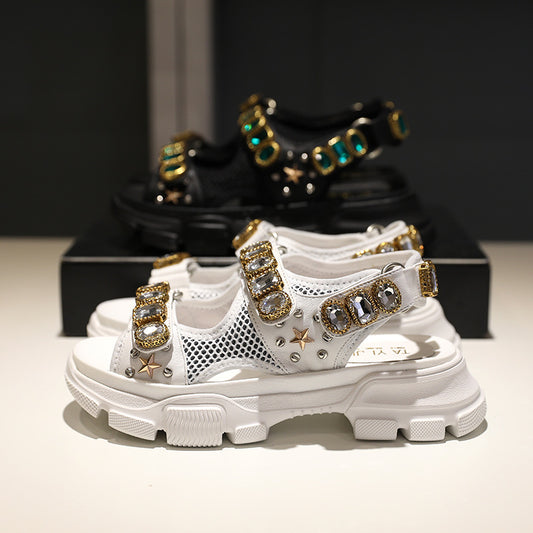 Sandalias Romanas de Plataforma en Cuero para Mujer