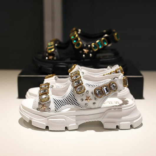 Sandalias Romanas de Plataforma en Cuero para Mujer