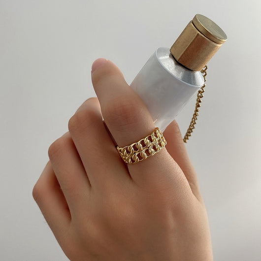 Anillo de Plata Doble Cadena Estilo Francés para Mujer - Image 8