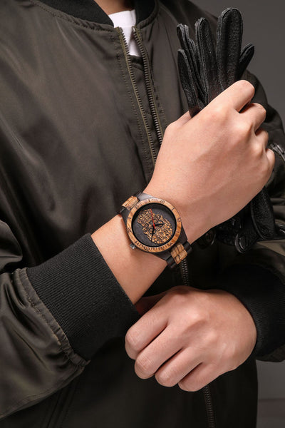 Reloj de Madera Calavera con Movimiento de Cuarzo y Doble Color - Image 8