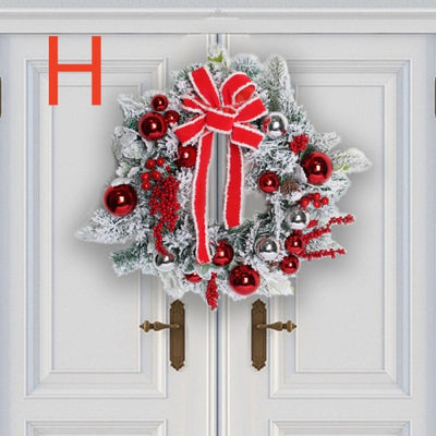 Corona Navideña Exterior con Efecto Nieve - Decoración Puerta Ratán Flocking - Image 11