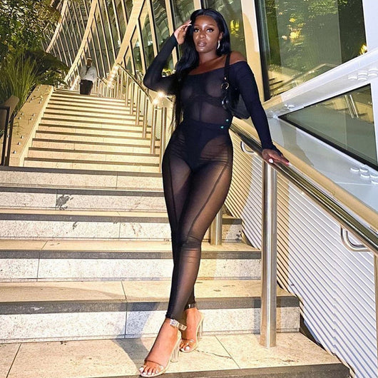 Traje de Baño Elegante Mesh Transparente con Hombro Descubierto - Image 8