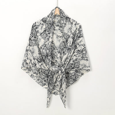 Pañuelo Cuadrado de Gasa Estampado Perla con Pliegues - Image 8