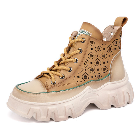 Botas Tobilleras de Cuero Perforado con Cordones - Image 4