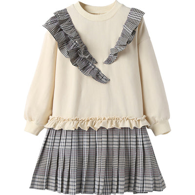 Vestido Infantil Estilo Coreano con Falda Plisada a Cuadros - Image 9