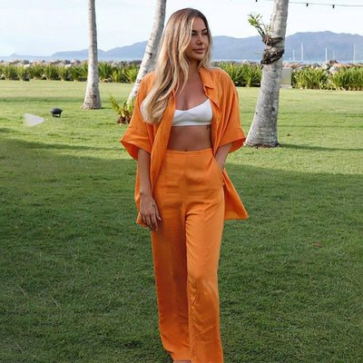 Conjunto de Pantalón y Blusa Suelta en Algodón y Lino para Mujer - Image 5
