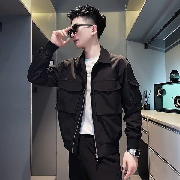 Chaqueta de Trabajo Retro con Cuello Mao para Hombre