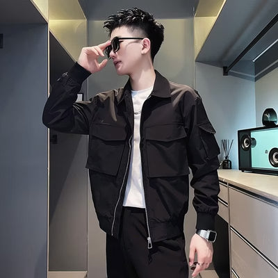 Chaqueta de Trabajo Retro con Cuello Mao para Hombre