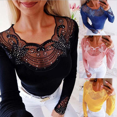Blusa Elegante con Encaje y Cuentas en la Cintura - Image 7