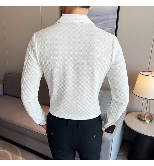 Camisa Casual de Manga Larga con Cuello Cubano - Image 12