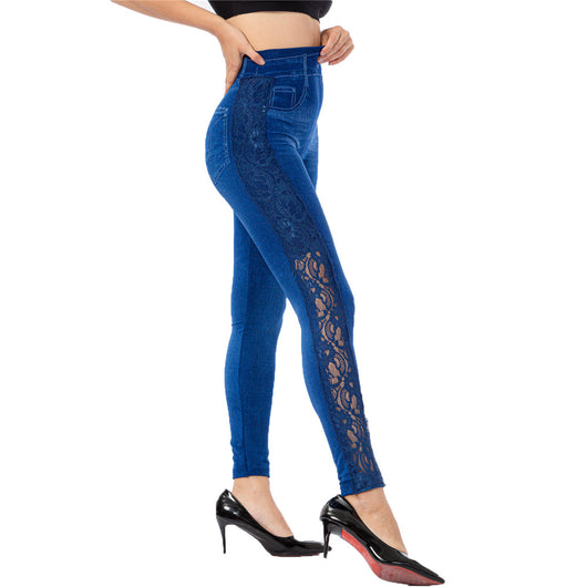 Leggins Talle Alto con Detalles de Encaje Efecto Denim - Image 14