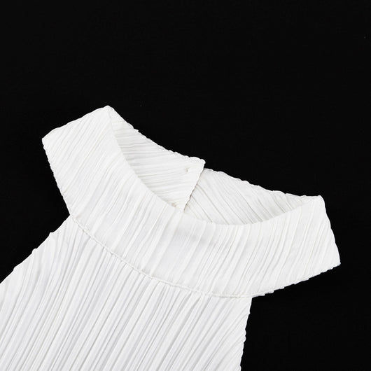 Conjunto de Pantalón Ancho Cintura Alta y Chaleco Plisado sin Mangas - Blanco - Image 17