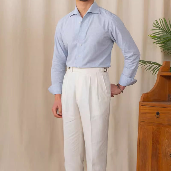 Camisa Casual Hombre Algodón y Lino Transpirable