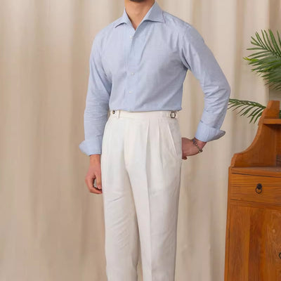 Camisa Casual Hombre Algodón y Lino Transpirable