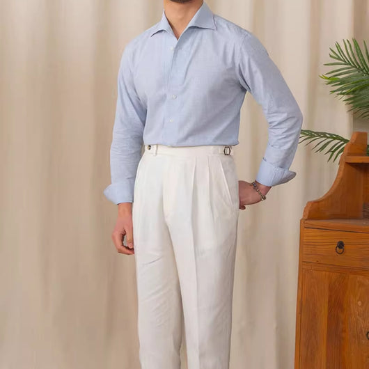 Camisa Casual Hombre Algodón y Lino Transpirable