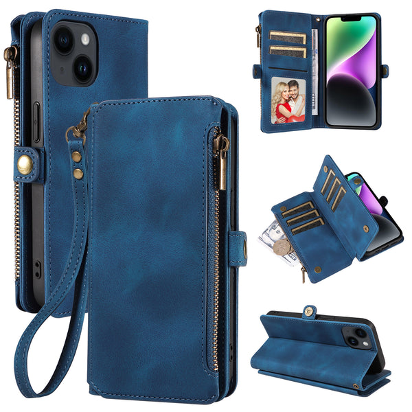 Funda Cartera Tipo Flip con Cierre para Teléfono en Cuero
