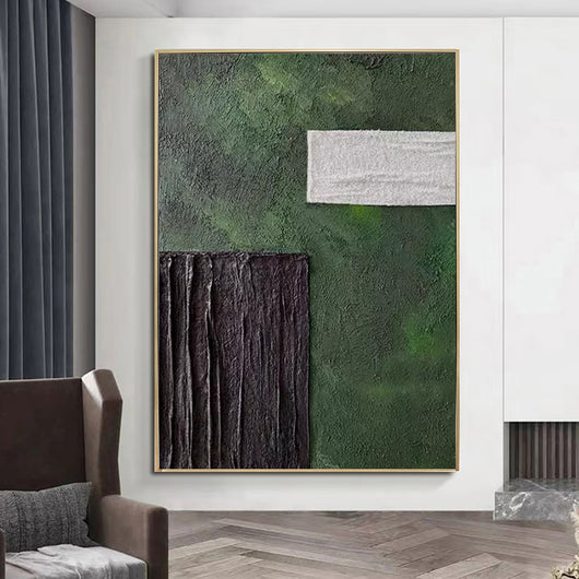 Cuadro Abstracto Moderno en Lienzo - Arte Texturizado Verde para Sala de Estar - Image 3