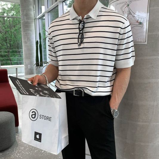 Playera de Algodón a Rayas para Hombre - Corte Relajado Verano - Image 2