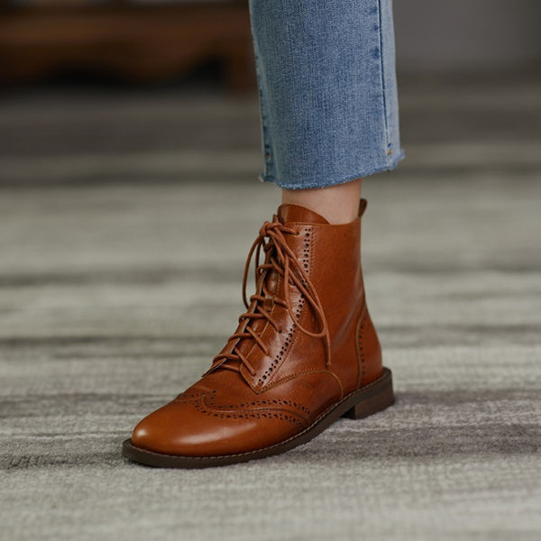 Botas Martin Vintage Británicas Talladas - Tacón Bajo y Cordones