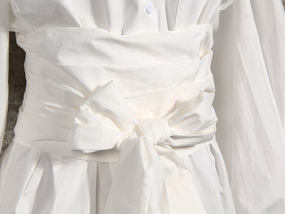 Camisa Blanca de Manga Larga con Cinturón para Mujer - Image 9