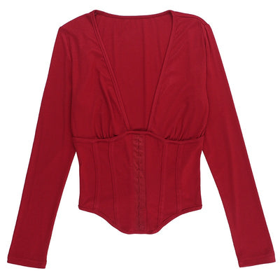 Blusa Casual Ajustada de Manga Larga en Colores Lisos - Image 12