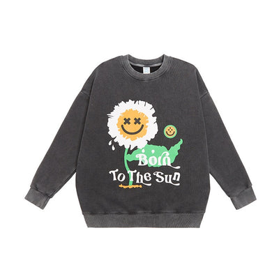 Suéter Cuello Redondo con Estampado de Girasol y Terciopelo - Image 10