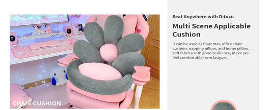 Cojín Nido Redondo para Gatos y Gamers - Asiento Floral Kawaii 19 Pulgadas Gris - Image 19