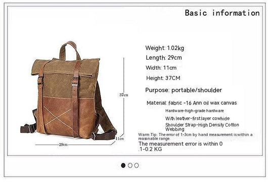 Mochila de Viaje en Lona Encerada Resistente con Detalles en Cuero Premium - Image 8