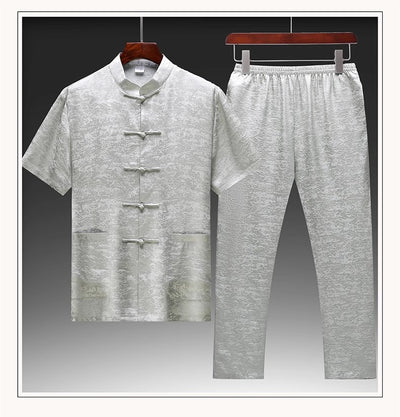 Traje Tang de Seda Mulberry para Hombre - Elegancia Tradicional China - Image 20