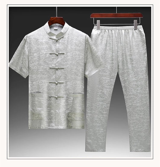 Traje Tang de Seda Mulberry para Hombre - Elegancia Tradicional China - Image 20